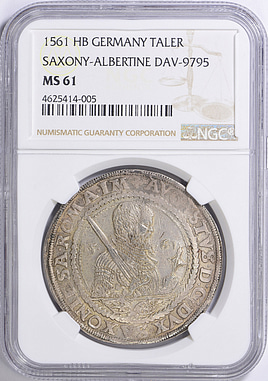 Germany - Saxony-Albertine 1561-HB Silver Thaler NGC MS-61 (Item