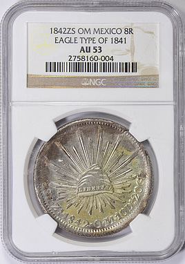 Mexico 1842-Zs OM Silver 8 Reales Eagle Type of 1841 KM-377.13 NGC