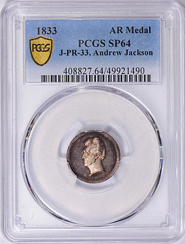 1833-Dated Silver 18mm Andrew Jackson Inauguration Medal Julian-PR