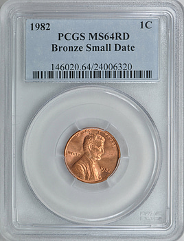 1982 Lincoln Cent Bronze. Small Date PCGS MS-64 RD (Item 164986