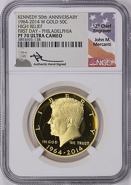 2014-W John F. Kennedy Gold Half Dollar 50th Anniversary First Day