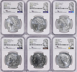2021 Morgan and Peace Silver Dollar Set 100th Anniversary First