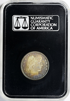 1901 Barber Quarter NGC Proof-66 (CAC Gold) (Vintage Black Holder