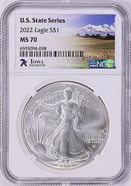 2022 $1 Silver Eagle NGC MS-70 (U.S. State Series Iowa Label
