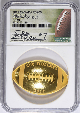 Canada 2017 Gold $200 Football KM-2532 First Day of Issue NGC