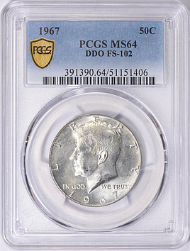 1967 Kennedy Half Dollar Doubled Die Obverse FS-102 PCGS MS-64
