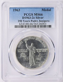 1963 Birth of Padre Junipero Serra 250th Anniversary Silver Medal