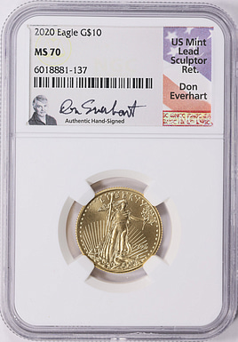 2020 $10 Quarter-Ounce Gold American Eagle NGC MS-70 (Don Everhart