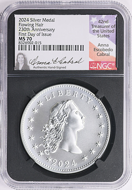 2024 U.S. Mint Medal Flowing Hair Silver 230th Anniversary First