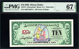 2002 Disneyland $10 Disney Dollar Tinkerbell / 100 Years of Magic