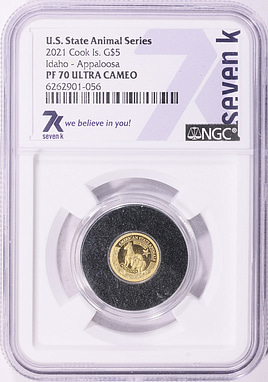 Cook Islands 2021 Gold $5 U.S. State Animal Series Idaho Appaloosa