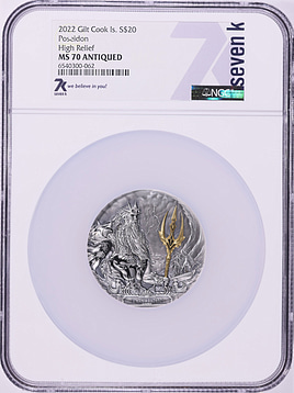 Cook Islands 2022 Silver $20 Poseidon High Relief Antiqued NGC MS