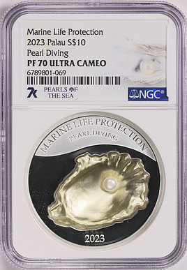 Palau 2023 Silver $10 Marine Life Protection Pearl Diving NGC