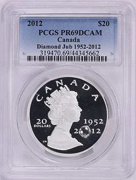 Canada 2012 Silver $20 Diamond Jubilee 1952-2012 KM-1137 PCGS