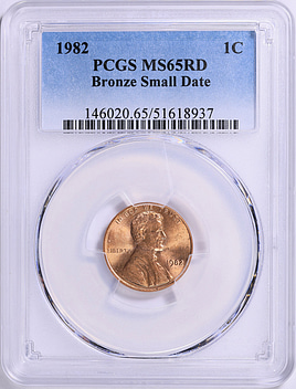 1982 Lincoln Cent Bronze Small Date PCGS MS-65 RD (Item 1826318