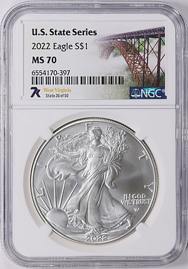2022 $1 Silver Eagle NGC MS-70 (U.S. State Series West Virginia