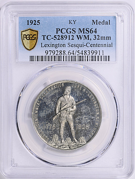1925 White Metal 32mm Lexington, Kentucky Sesquicentennial Medal