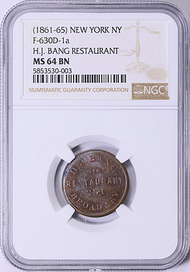 ND (1860-65) New York City, New York H.J. Bang Restaurant F-630D