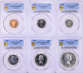 Canada 1959 1c - $1 Proofike Mint Set PCGS PL-65 to PL-66 CAMEO (6 