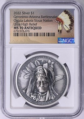 2022 Oglala Lakota Sioux Nation Silver Dollar Geronimo - Rattle