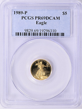 1989-P $5 Tenth-Ounce Gold American Eagle PCGS Proof-69 DCAM (Item