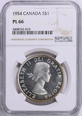 Canada 1954 Silver Dollar KM-54 NGC PL-66 (Item 1848339