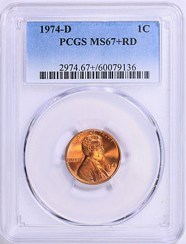 1974-D Lincoln Cent PCGS MS-67+ RD (Item 1851506