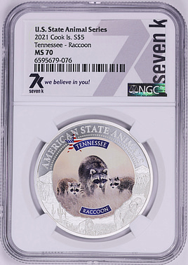 Cook Islands 2021 Silver $5 U.S. State Animal Series Tennessee