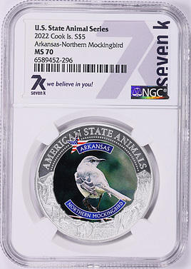 Cook Islands 2022 Colorized Silver $5 U.S. State Animal Series