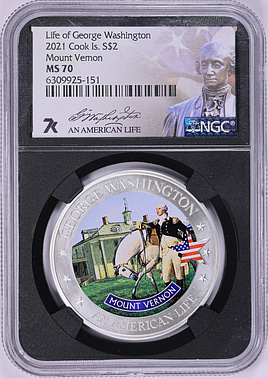 Cook Islands 2021 Silver $2 Life of George Washington Mount Vernon