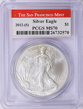 2012-(S) $1 Silver Eagle Struck at San Francisco PCGS MS-70 (Item