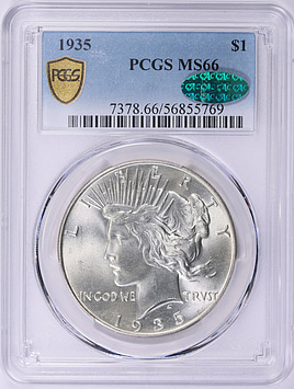 くま　カートリッジC 1935 Peace Silver Dollar PCGS MS-66 (CAC Green) (Item 1864308