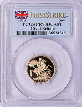 Great Britain 2013 Gold Sovereign St. George First Strike KM