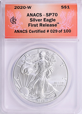 2020-W $1 Silver Eagle First Release ANACS SP-70 (Item 1878936