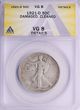 1921-D Walking Liberty Half Dollar ANACS VG-08 Details (Item