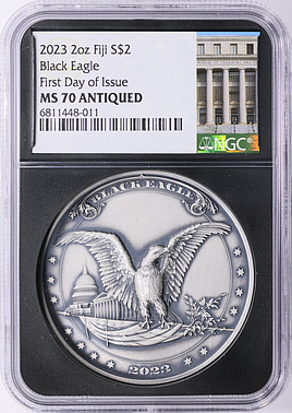 Fiji 2023 Silver $2 Black Eagle Antique Finish First Day of Issue