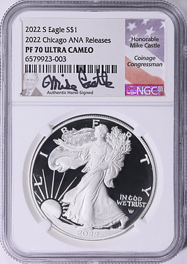 2022-S $1 Silver Eagle Chicago ANA Releases NGC Proof-70 UC (Mike