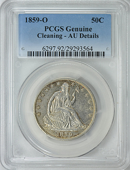 1859-O Seated Liberty Half Dollar PCGS Genuine AU Details (Item