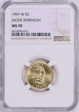 1997-W Jackie Robinson Gold $5 NGC MS-70 (Item 1884792