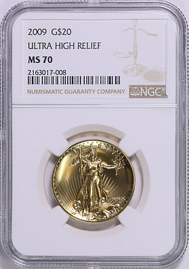 2009 MMIX Ultra High Relief $20 Gold NGC MS-70 (Item 1891363