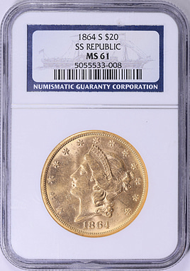 1864-S Liberty Gold Double Eagle Shipwreck SS Republic NGC