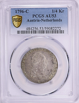 Austria - Netherlands 1796-C Silver 1/4 Kronenthaler KM-60 PCGS AU