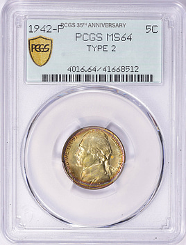 1942-P Jefferson Nickel Type 2 PCGS MS-64 (OGH 35th Anniversary