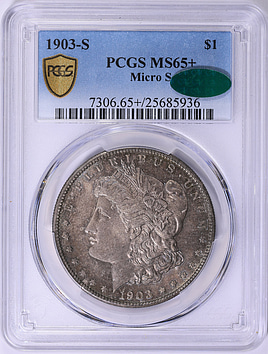 1903-S Morgan Silver Dollar Micro S PCGS MS-65+ (CAC Green) (Toned