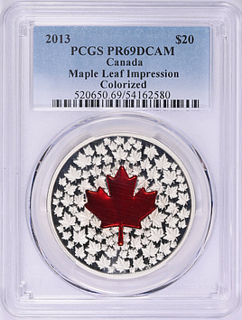 Canada 2013 Colorized Silver $20 Maple Leaf Impression KM-A1451