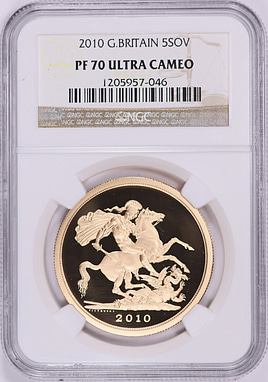 Great Britain 2010 Gold £5 St. George KM-1003.1 NGC Proof-70 UC