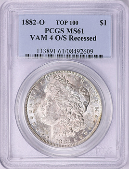 1882-O/S Morgan Silver Dollar O/S Recessed VAM-4 Top 100 PCGS MS