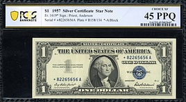 Fr. 1619* (*A Block) 1957 $1 Silver Certificate Star Note Priest