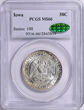 1946 Iowa Centennial Half Dollar PCGS MS-66 (CAC Green) (Item