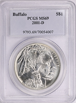 2001-D American Buffalo Silver Dollar PCGS MS-69 (Item 1918734